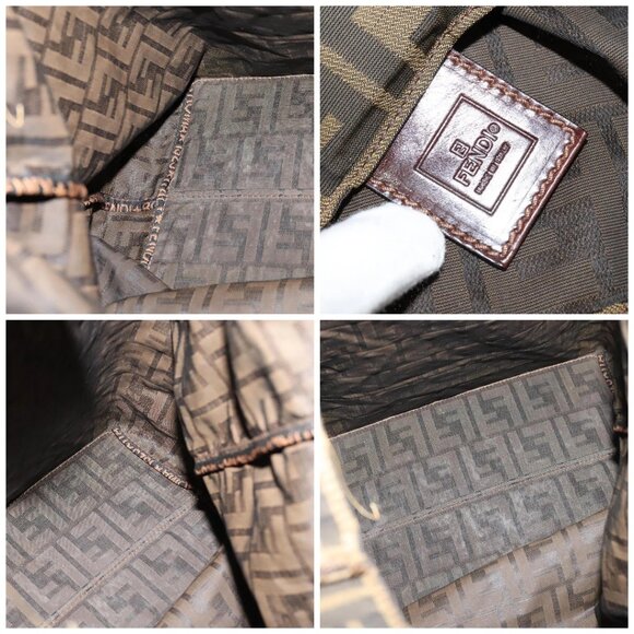 FENDI Zucca Canvas Hand Bag Brown Black Auth - Picture 15 of 16